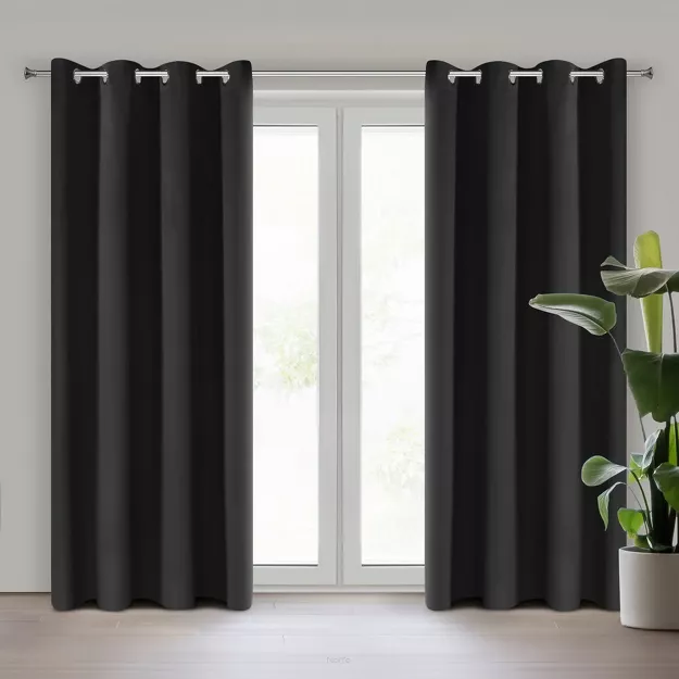 Zasłona na przelotkach 140x250 NERISA zaciemniająca czarna jednokolorowa