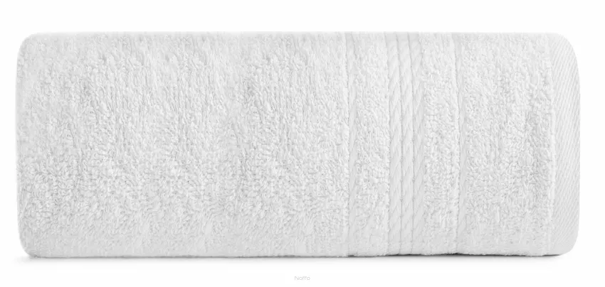 Ręcznik 50x90 ELMA biały z delikatną żakardową bordiurą w tonacji ręcznika