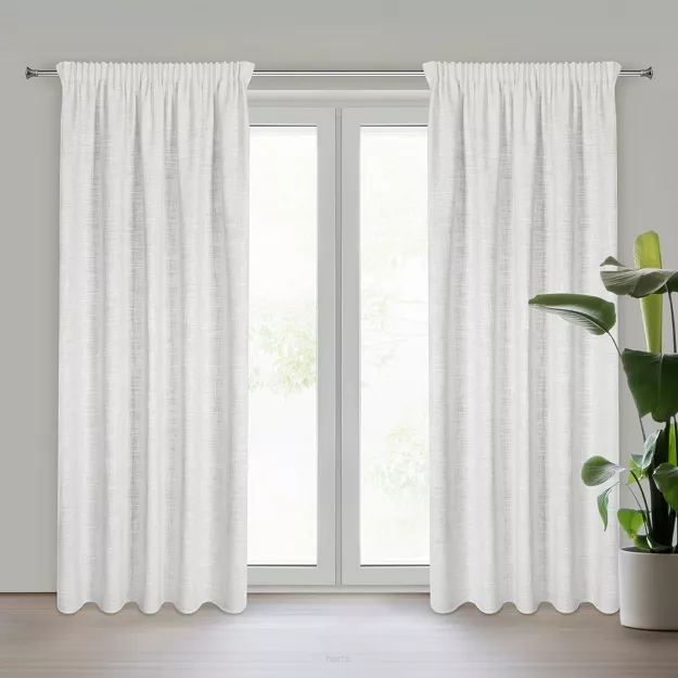 Zasłona gotowa na taśmie 140x270 ROSI naturalna w stylu eko z dodatkiem lnu z delikatnym połyskiem