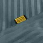 Pościel satynowa 140x200 VERA jednokolorowa gładka morska w prążki - 2