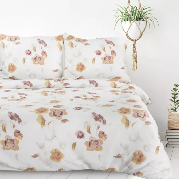 Pościel z mikrowłókna 220x200 IGA biała z wzorem delikatnych kwiatków Design 91