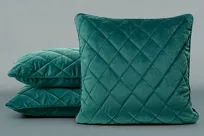 Poszewka welwetowa z wypełnieniem 5050 VELVET 28D ciemny turkus pikowana w romby z ozdobną wypustką na brzegach - 4
