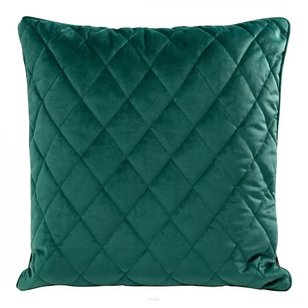 Poszewka welwetowa z wypełnieniem 5050 VELVET 28D ciemny turkus pikowana w romby z ozdobną wypustką na brzegach