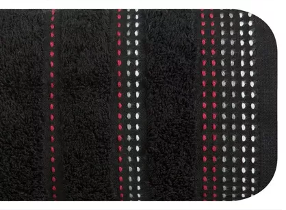 Ręcznik 30x50 POLA czarny z kolorową bordiurą zakończoną stebnowaniem 500 g/m2