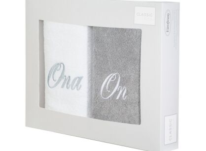 Komplet ręczników 2x50x90 ON ONA białe popielate