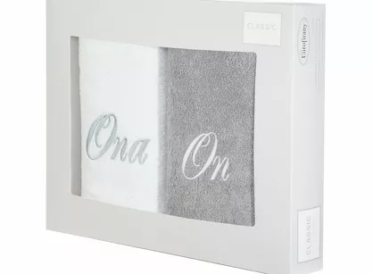 Komplet ręczników 2x50x90 ON ONA białe popielate