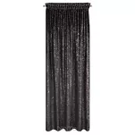 Zasłona na taśmie 135x270 TULIA welwetowa czarna z szampańskim wzorem wyrazistych liści - 6