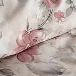 Pościel satynowa 140x200 SPRING 42 beżowa w pudrowy wzór kwiatów - 3