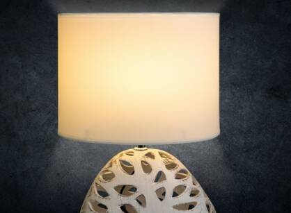 Lampa stołowa 25x16x40 DAKOTA 2 biała z abażurem z matowej tkaniny