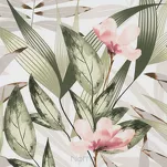 Pościel satynowa 220x200 SPRING 8 beżowa zielona z wzorem egzotycznych liści z kolekcji Classic - 4