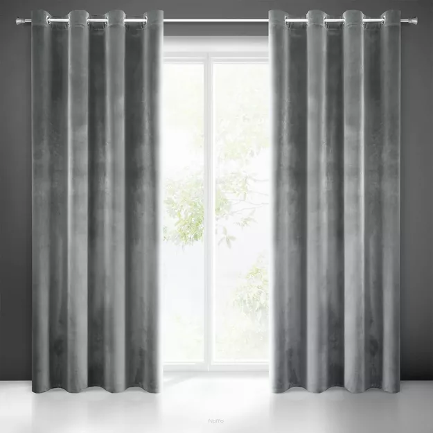 Zasłona na przelotkach 140x250 SAMANTA welwetowa grafitowa o subtelnym połysku