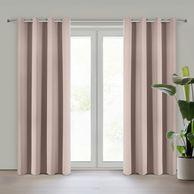 Zasłona na przelotkach 135x250 LOGAN zaciemniająca pudrowa jednokolorowa z półmatowej tkaniny