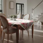 Nakładka gobelinowa 100x100 GRIA naturalna różowa z nadrukiem kwiatów piwonii - 5