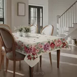 Nakładka gobelinowa 100x100 GRIA naturalna różowa z nadrukiem kwiatów piwonii - 6