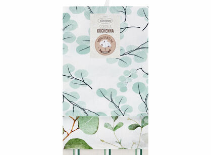 Komplet ścierek kuchennych 3x50x75 CLOVER zielone w różne wzory z bawełny