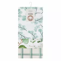 Komplet ścierek kuchennych 3x50x75 CLOVER zielone w różne wzory z bawełny