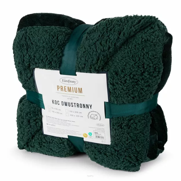 Koc jednokolorowy 220x200 TEDY ciemna zieleń imitujący buklę