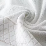 Ręcznik bawełniany 70x140 LAYLA biały z szeroką bordiurą w romby przetykaną błyszczącą nicią - 3