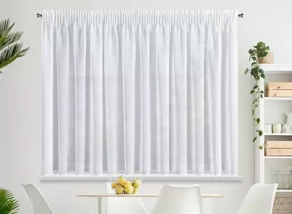 Firana na taśmie 350x150 LANA biała z matowej etaminy półprzeźroczysta