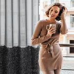 Firana na przelotkach 140x270 MARION czarna z aplikacją - 12