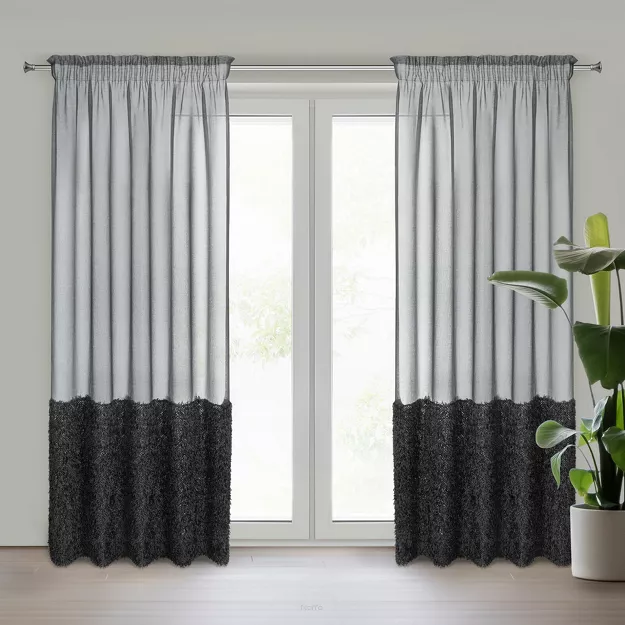 Firana gotowa na przelotkach 140x270 MARION czarna z aplikacją