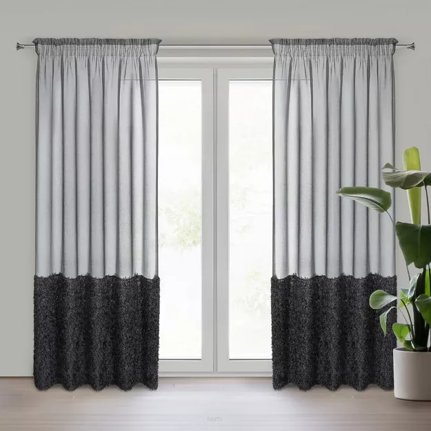 Firana na przelotkach 140x270 MARION czarna z aplikacją