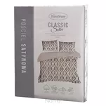 Pościel satynowa 220x200 SPRING 12 beżowa z wzorem geometrycznym miętowo brązowym z kolekcji Classic - 2