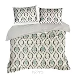 Pościel satynowa 220x200 SPRING 12 beżowa z wzorem geometrycznym miętowo brązowym z kolekcji Classic - 3