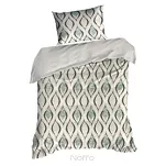 Pościel satynowa 220x200 SPRING 12 beżowa z wzorem geometrycznym miętowo brązowym z kolekcji Classic - 4