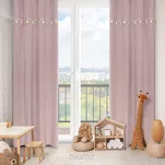 Zasłona na przelotkach 140x250 KIDS 1 pudrowa zdobiona taśmą dekoracyjną w wiszące słoniki - 7