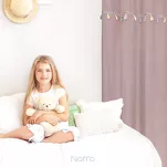 Zasłona na przelotkach 140x250 KIDS 1 pudrowa zdobiona taśmą dekoracyjną w wiszące słoniki - 9