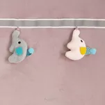 Zasłona na przelotkach 140x250 KIDS 1 pudrowa zdobiona taśmą dekoracyjną w wiszące słoniki - 2