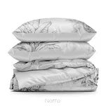Pościel satynowa 220x200 SPRING 104 biała stalowa z wzorem bananowców z kolekcji Classic - 5