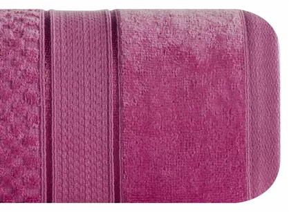 Ręcznik bawełniany 90x150 JESSI amarantowy z fakturą krateczki i gładką welurową bordiurą