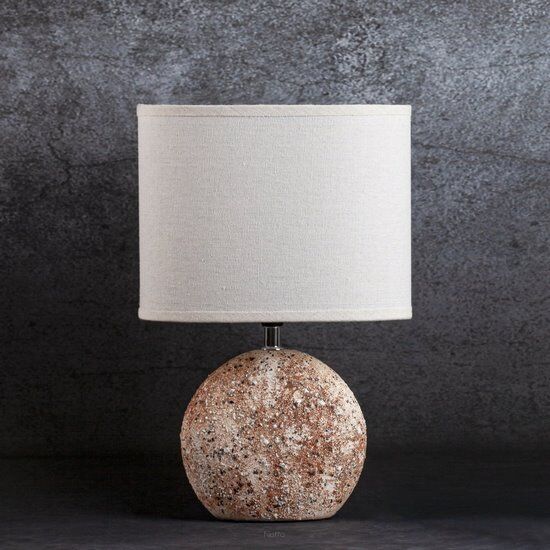 Lampa stołowa 25x16Xx39 GASPAR 1 kremowa jasnobrązowa z abażurem z matowej tkaniny