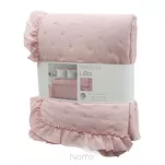 Narzuta z mikrofibry 220x240 LIBI 3 pudrowa pikowana w delikatny wzór z falbaną - 6