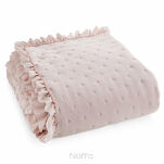 Narzuta z mikrofibry 220x240 LIBI 3 pudrowa pikowana w delikatny wzór z falbaną - 5