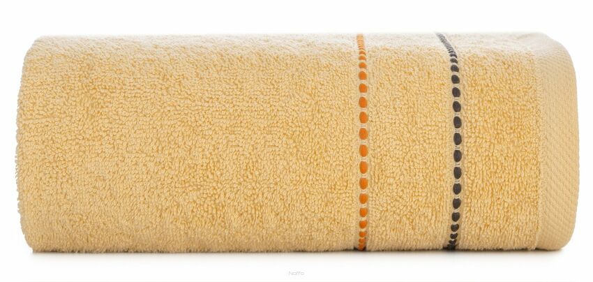Ręcznik 70x140 SUZI jasny pomarańcz z kontrastującą stebnowaną bordiurą w delikatne paseczki 500 g/m2