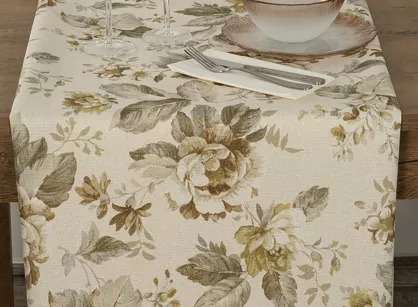 Bieżnik gobelinowy 40x180 CUA złoty wzór kwiatowy z nicią metaliczną