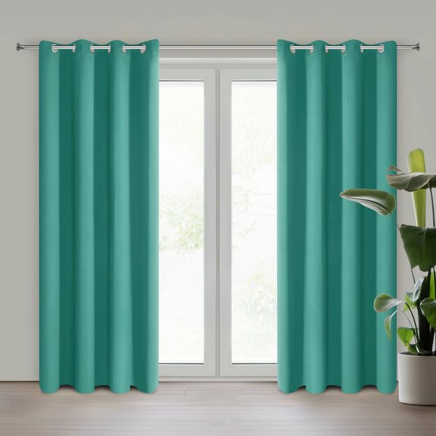 Zasłona na przelotkach 135x250 PARISA zaciemniająca turkusowa jednokolorowa Design 91