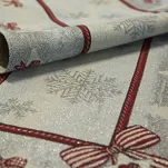 Bieżnik świąteczny 40x100 4067 gobelinowy popielaty z czerwonymi kokardkami i połyskującą srebrną nicią - 3