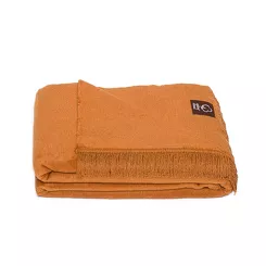 Koc bawełniany 150x200 0293-29 ledebraun jasny brąz gładki z frędzlami