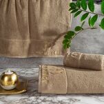 Komplet Ręczników GAJA 3 Eva Minge beżowe z welwetową bordiurą sygnowaną logo projektantki - 2