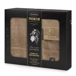 Komplet ręczników GAJA 3 Eva Minge beżowe z welwetową bordiurą sygnowaną logo projektantki