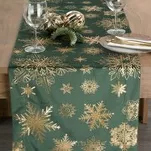 Bieżnik świąteczny 40x140 JOY welwetowy zielony w śnieżynki - 4