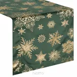 Bieżnik świąteczny 40x140 JOY welwetowy zielony w śnieżynki - 5