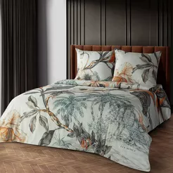 Pościel z makosatyny 160x200 AIKO Eva Minge kremowa pomarańczowa designerski wzór