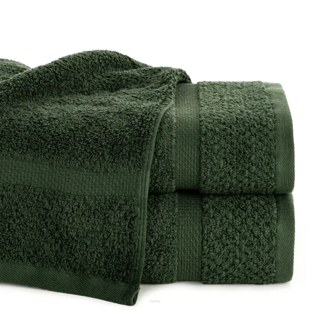 Ręcznik bawełniany 50x90 VILIA ciemna zieleń puszysty z ryżową bordiurą