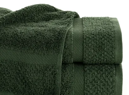 Ręcznik bawełniany 50x90 VILIA ciemna zieleń puszysty z ryżową bordiurą