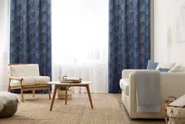 Zasłona na przelotkach 140x250 GOJA zaciemniająca Pierre Cardin granatowa z modnym motywem złotych liści miłorzębu - 12